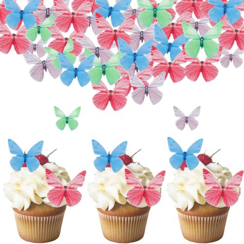 72 Stück Schmetterlinge Tortendeko Kuchen Deko Essbare Blumen für Torte Essbar Schmetterling Deko Esspapier, Cake Topper Geburtstag Kuchendeko Torten Deko Essbare für Cupcake Dekoration von Jeqqinuz