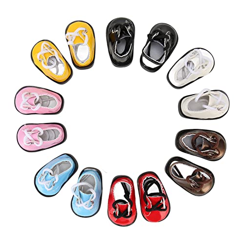 7 Paare Puppe PU Lederschuhe Helle Leder Casual Ball Jointed Plush Doll Kleid süße Puppenschuhe für 20 cm Puppen von Jerliflyer