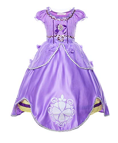JerrisApparel Mädchen Prinzessin Sofia Kostüm Kleid Geburtstag Party Ankleiden (110, Violett) von JerrisApparel