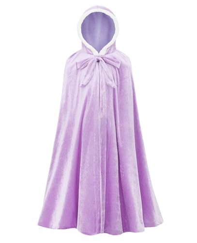 JerrisApparel Mädchen Umhang Kleid Mantel Passendes Prinzessinnen Kostüm Weihnachten Karneval (L, Hellviolett) von JerrisApparel