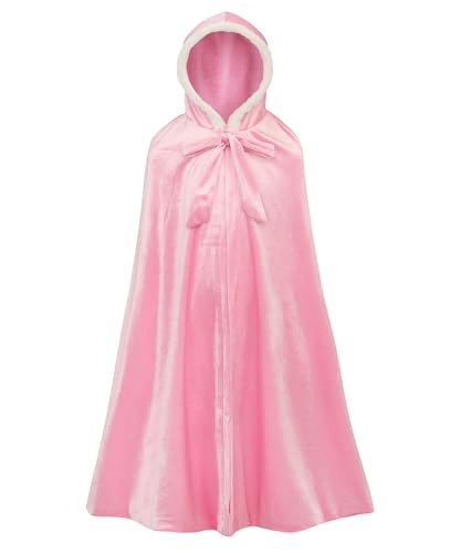 JerrisApparel Mädchen Umhang Kleid Mantel Passendes Prinzessinnen Kostüm Weihnachten Karneval (L, Rosa) von JerrisApparel