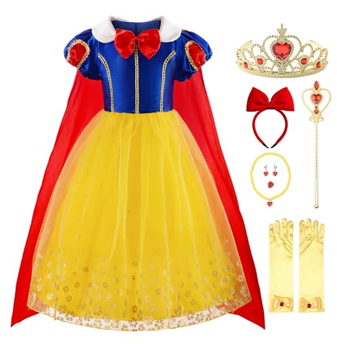 JerrisApparel Prinzessin Schneewittchen Kostüm Mädchen Kinder Geburtstag Karneval Kleid (110, Gelb) von JerrisApparel