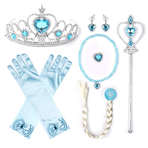 JerrisApparel Prinzessin Zubehör Sets Mädchen Geburtstag Geschenk Verkleidung (One Size, Blau 2) von JerrisApparel