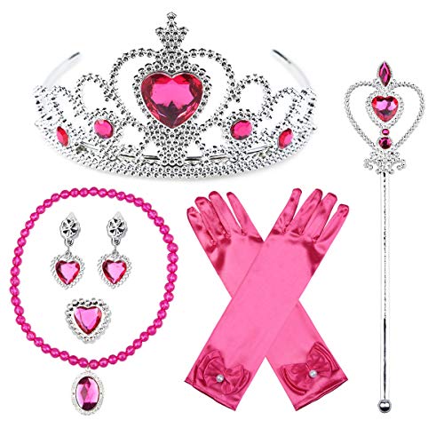 JerrisApparel Prinzessin Zubehör Sets Mädchen Geburtstag Geschenk Verkleidung (One Size, Rosa 1) von JerrisApparel