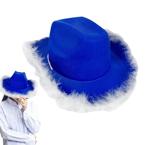 Jeruytgh Cowboyhut mit Feder, Cowgirl -Hut mit Federrand | Blue Cowgirl Fashion Feather Boa Hut | Halloween Kopfstück -Accessoires, FEEL WESTERSKOSTEN -Kostüme Kopfbedeckung für Bachelorette -Partys Jeruytgh Cowboyhut mit Feder, Cowgirl -Hut mit Federrand | Blue Cowgirl Fashion Feather Boa Hut | Halloween Kopfstück -Accessoires, FEEL WESTERSKOSTEN -Kostüme Kopfbedeckung für Bachelorette -Partys von Jeruytgh