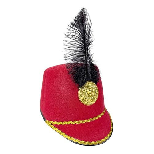 Jeruytgh Marschbandenhut, mit Federakzent, weiß, blau, schwarz, rot, Soldaten-Cosplay-Hut, Nussknacker-Soldaten-Kopfbedeckung, leicht und bequem, für Kinder und Erwachsene von Jeruytgh