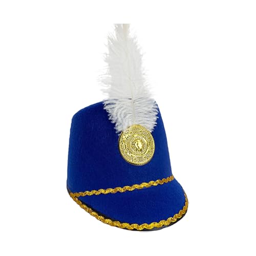 Jeruytgh Marschbandenhut, mit Federakzent, weiß, blau, schwarz, rot, Soldaten-Cosplay-Hut, Nussknacker-Soldaten-Kopfbedeckung, leicht und bequem, für Kinder und Erwachsene von Jeruytgh