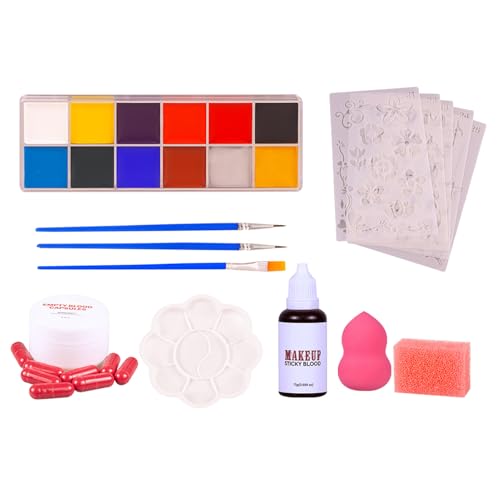 Professionelles Halloween-Gesichtsfarbe, Kostüm-Make-up-Set, Urlaubs-Make-up-Kit, Bissaktivierte Bluteffekt, Haut- Und Fabric-freundliche Formel, 19,5x13.5x5.8 Cm, Für Das Zombie Vampire Festival Professionelles Halloween-Gesichtsfarbe, Kostüm-Make-up-Set, Urlaubs-Make-up-Kit, Bissaktivierte Bluteffekt, Haut- Und Fabric-freundliche Formel, 19,5x13.5x5.8 Cm, Für Das Zombie Vampire Festival von Jeruytgh