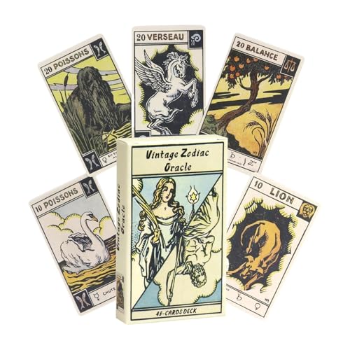 Vintage Zodiacoracle, Tarot -Karten -Deck, Lesen des Spirituellen Kartens, Flexibles Und Tragbares Design, Vielseitige Verwendung, 10 X 6 cm/3,94x2,36 Zoll, Für Die Wahrscheinlichkeit Der Anfänger von Jeruytgh