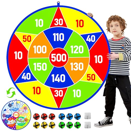 Jesitai 25.5 Inches Spiele Für Kinder Doppelseitige Dartscheibe, Outdoor Wurfspiel,Garten Spielzeug,Geeignet Für 3 4 5 6 7 8 9 10 11 12 jährige Jungen und Mädchen Geschenk(65cm) von Jesitai