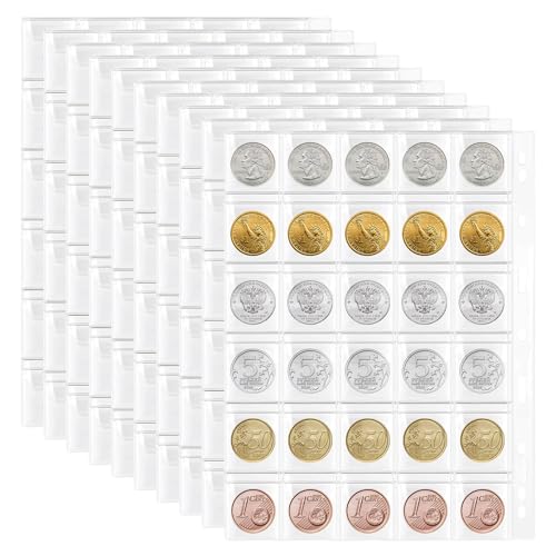 Münzseiten für Münzen, 10 Blatt Münzhüllen Münzalbum mit Standard-9-Loch Münzhalter, Münzen Aufbewahrung Münzsammlung Währungsschutz Währungshalter, 30 Fächer Münzseiten für Münzen, 10 Blatt Münzhüllen Münzalbum mit Standard-9-Loch Münzhalter, Münzen Aufbewahrung Münzsammlung Währungsschutz Währungshalter, 30 Fächer von Jesustree