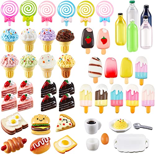 50 Stück Miniatur Lebensmittel Mini Lebensmittel Getränk 1:12 Maßstab Haus Küche Lebensmittel Miniatur Küche Zubehör Lebensmittel und Geschirr Set (Klassische Serie) von Jetec