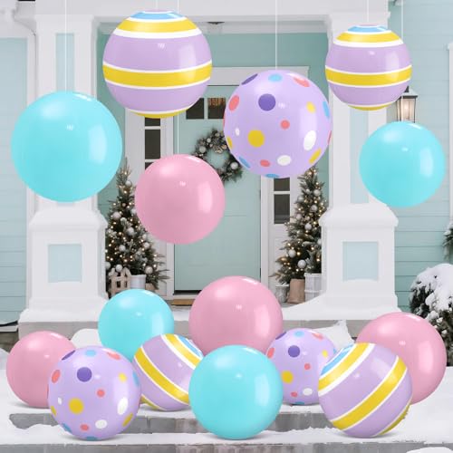 Jetec Riesige aufblasbare Weihnachtskugeln, 61 cm, 40,6 cm, Weihnachtsschmuck, große PVC-aufblasbare Kugel-Dekorationen für Weihnachtsbaum, Urlaub, Hof, Rasen, Veranda, Outdoor, Pastellfarben, 12 Jetec Riesige aufblasbare Weihnachtskugeln, 61 cm, 40,6 cm, Weihnachtsschmuck, große PVC-aufblasbare Kugel-Dekorationen für Weihnachtsbaum, Urlaub, Hof, Rasen, Veranda, Outdoor, Pastellfarben, 12 von Jetec