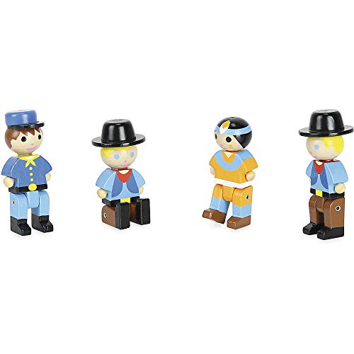 JeuJura – Coffret 4 Figuren Far West Spiel Holz, BAU-, 8089, Mehrfarbig von Jeujura
