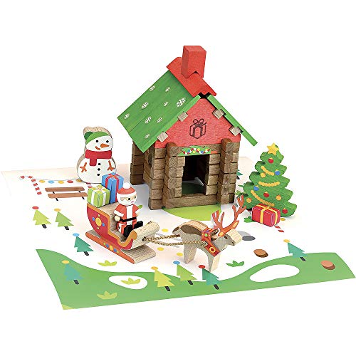 Jeujura JEA8228 8228 – Haus des Weihnachtsmanns – 50 Stück Bauspiel aus Holz, Weihnachtsmannhaus, S von Jeujura