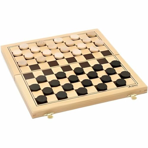 Jeujura J8131 Checkers Spiel in Holzbox, merhfarbig, Small von Jeujura