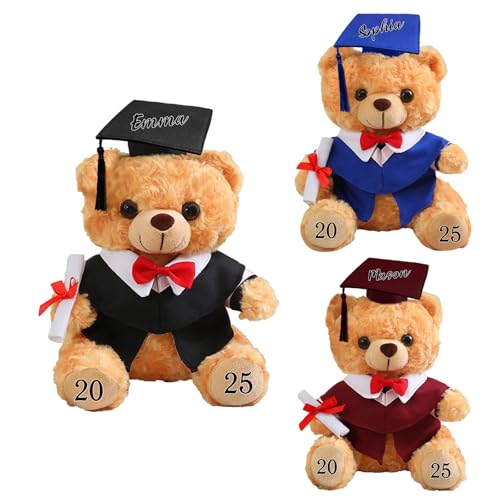 Jeweidea Personalisierter Plüschbär mit Diplom-Doktorandenhut, Schulabschluss, Universitätsabschluss, Matura Geschenk, Bestandene Prüfung Geschenk, Bachelor Abschluss Geschenk (#3) von Jeweidea