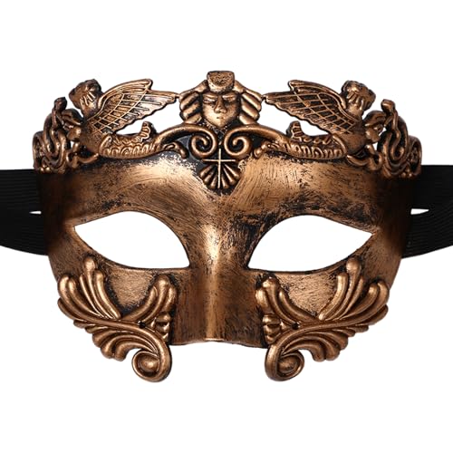 JewelryWe Bronze Venezianische Maske für Herren: Antike Griechische Römische Maskerade Maske Halbmaske Kostüm Accessoire für Halloween Karneval Fasching Maskenball Party Cosplay von JewelryWe
