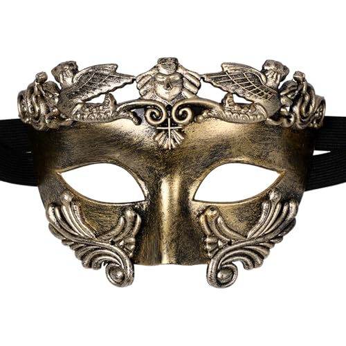 JewelryWe Gold Venezianische Maske für Herren: Antike Griechische Römische Maskerade Maske Halbmaske Kostüm Accessoire für Halloween Karneval Fasching Maskenball Party Cosplay von JewelryWe