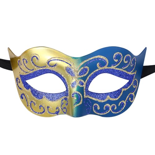 JewelryWe Maskerade Venezianische Maske Herren: Dunkelblau Maskenball Masken Männer Vintage Karnevalsmaske Augenmaske Gesichtsmaske für Halloween Kostüm Cosplay Abschlussball Weihnachten Zubehör von JewelryWe
