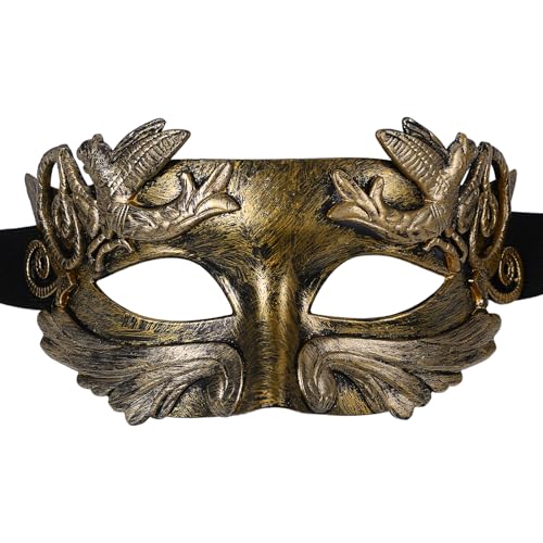 JewelryWe Maskerade Venezianische Maske für Herren: Antike Gold Griechische Römische Maskenball Masken Männer Augenmaske Kostümsmaske für Halloween Karneval Burlesque Ball Party von JewelryWe