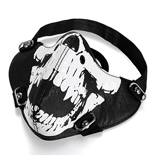 JewelryWe Schmuck Biker Motorrad Maske Sturmmaske Skimaske Gesicht Maske aus Leder - Totenkopf Skull Face von JewelryWe
