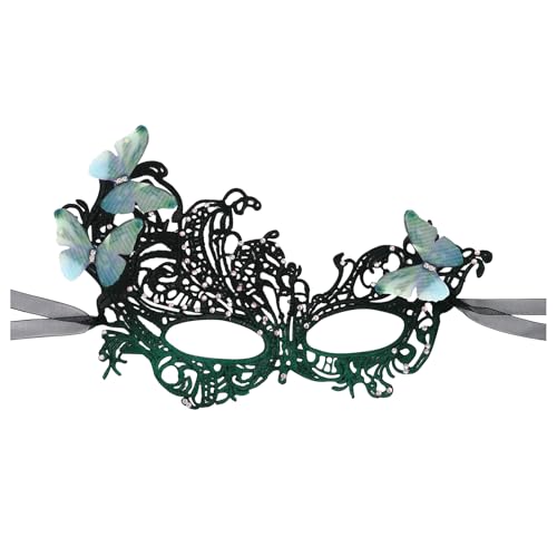 JewelryWe Venezianische Maske Spitzenmaske mit Schmetterlingen: Damen Spitze Schmetterling Maskerade Maske mit Strass 1920er Vintage Augenmaske für Karneval Halloween Party Maskenball Grün Schwarz JewelryWe Venezianische Maske Spitzenmaske mit Schmetterlingen: Damen Spitze Schmetterling Maskerade Maske mit Strass 1920er Vintage Augenmaske für Karneval Halloween Party Maskenball Grün Schwarz von JewelryWe