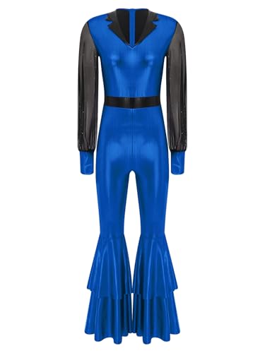 Jhaoyu Damen Metallic Jumpsuit 70er 80er Disco Kostüm Langarm Ganzkörperanzug mit Schlaghose Vintage Retro Hippe Kostüm Karneval Cosplay Party Königsblau M Jhaoyu Damen Metallic Jumpsuit 70er 80er Disco Kostüm Langarm Ganzkörperanzug mit Schlaghose Vintage Retro Hippe Kostüm Karneval Cosplay Party Königsblau M von Jhaoyu
