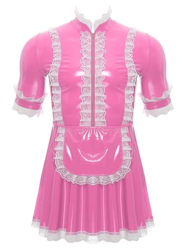 Jhaoyu Herren PVC Maid Kleid Outfits Sissy Maid hochglänzend Sklavenkleid mit Rüschen Dienstmädchen Cosplay Kostüme Faschingskostüme Clubwear Rosa 4XL Jhaoyu Herren PVC Maid Kleid Outfits Sissy Maid hochglänzend Sklavenkleid mit Rüschen Dienstmädchen Cosplay Kostüme Faschingskostüme Clubwear Rosa 4XL von Jhaoyu
