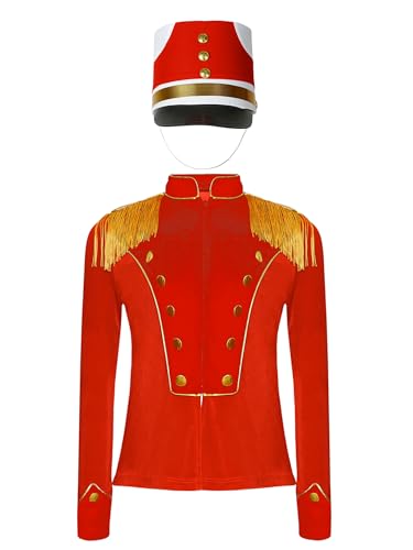 Jhaoyu Jungen Mädchen Zirkus Kostüm Langarm Samt Jacke mit Hut Set Zirkusdirektor Uniform Cosplay Halloween Karneval Fasching Verkleidung Rot A 170 Jhaoyu Jungen Mädchen Zirkus Kostüm Langarm Samt Jacke mit Hut Set Zirkusdirektor Uniform Cosplay Halloween Karneval Fasching Verkleidung Rot A 170 von Jhaoyu
