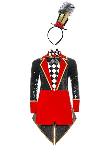 Jhaoyu Kinder Mädchen Zirkus Kostüm Pailletten Langarm Tanzbody Trikotanzug Mit Zylinder Hut Halloween Faschingkostüm Schwarz 110-116 Jhaoyu Kinder Mädchen Zirkus Kostüm Pailletten Langarm Tanzbody Trikotanzug Mit Zylinder Hut Halloween Faschingkostüm Schwarz 110-116 von Jhaoyu