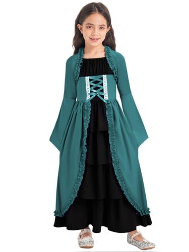 Jhaoyu Mädchen Mittelalter Renaissance Viktorianischen Kleider Mit Flared ärmel Retro Maxikleid Halloween Karneval Fasching Kostüm Grün 134-140 Jhaoyu Mädchen Mittelalter Renaissance Viktorianischen Kleider Mit Flared ärmel Retro Maxikleid Halloween Karneval Fasching Kostüm Grün 134-140 von Jhaoyu