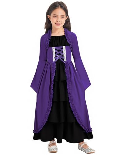 Jhaoyu Mädchen Mittelalter Renaissance Viktorianischen Kleider Mit Flared ärmel Retro Maxikleid Halloween Karneval Fasching Kostüm Violett 122-128 Jhaoyu Mädchen Mittelalter Renaissance Viktorianischen Kleider Mit Flared ärmel Retro Maxikleid Halloween Karneval Fasching Kostüm Violett 122-128 von Jhaoyu