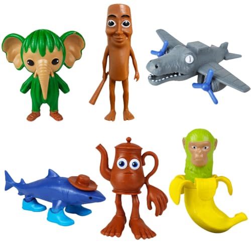JhavexToy 6PCS T-ung T-ung Sahur Figuren,Tralalero Tralala Figuren,3D-gedrucktes Italienisches Brainrot-Spielzeug,Collectible Figure, for Collection and Decoration von JhavexToy