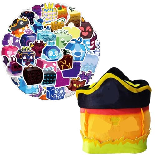 JhavexToy Blox Fruits Plüschtier,Adorable Blox Fruits Plüschspielzeug Und 50 Aufkleber,Weiches Kuscheltier Kissen Perfekte Heimdekor Begleiter for Kinder, Fans, Gamer Geschenk von JhavexToy