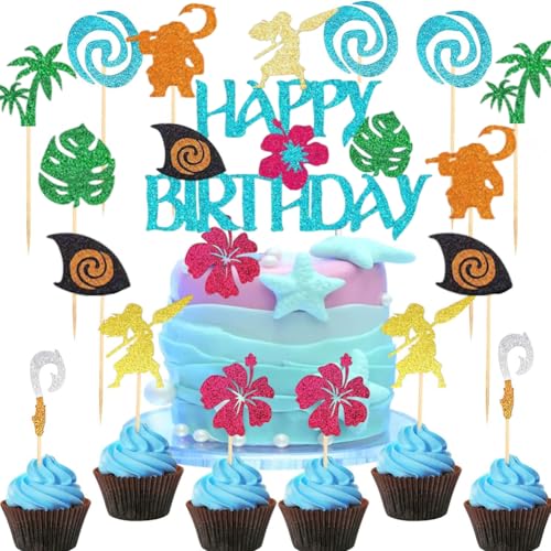 Kuchendeko Ozean Vaina,25 Stück Vaina Deko Geburtstag Set,Cake Topper Vaina,Hawaii Deko Geburtstag Set,Vaina Party Kuchen Dekoration von JhavexToy