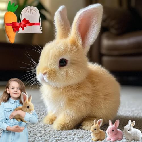 Jhbsou Bunny Pal - Sherum Bunny Pal, Yoolif/Fanyil/Bunny Pal, Yoolif Bunnypal, Petsboro Bunnypal, Bunby - My Realistic Bunny Toy, That Moves Jumping, Twitching, and Shaking Ears, Handmade (Brown) von Jhbsou