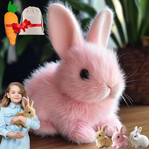 Jhbsou Bunny Pal - Sherum Bunny Pal, Yoolif/Fanyil/Bunny Pal, Yoolif Bunnypal, Petsboro Bunnypal, Bunby - My Realistic Bunny Toy, That Moves Jumping, Twitching, and Shaking Ears, Handmade (Pink) von Jhbsou