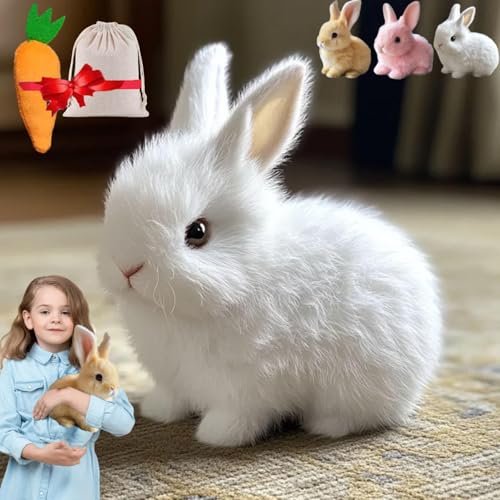 Jhbsou Bunny Pal - Sherum Bunny Pal, Yoolif/Fanyil/Bunny Pal, Yoolif Bunnypal, Petsboro Bunnypal, Bunby - My Realistic Bunny Toy, That Moves Jumping, Twitching, and Shaking Ears, Handmade (White) von Jhbsou