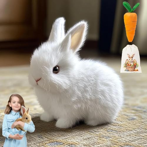 Jhbsou Petsboro Bunny Pal Hase, Pets Boro Bunny Pal, Sherum Bunny Pal, Interaktiver/Fanyil/Pessboro/Yoolif/Lifweb Bunny Pal Mein Realistisches Kaninchen, My Interactive Realistic Bunny Hops (White) von Jhbsou