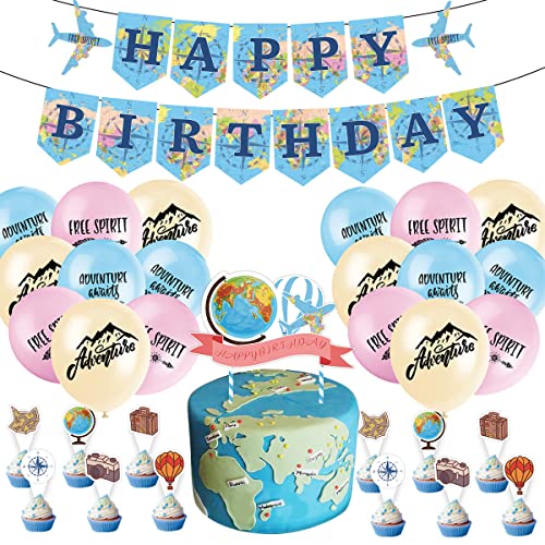 29 Pcs Voyage Geburtstags Ballon Deko Global Travel Theme Partyzubehör Kinder Geburtstag Abenteuer Banner Ballons Kuchen Toppers für Baby Shower 29 Pcs Voyage Geburtstags Ballon Deko Global Travel Theme Partyzubehör Kinder Geburtstag Abenteuer Banner Ballons Kuchen Toppers für Baby Shower von JiNks