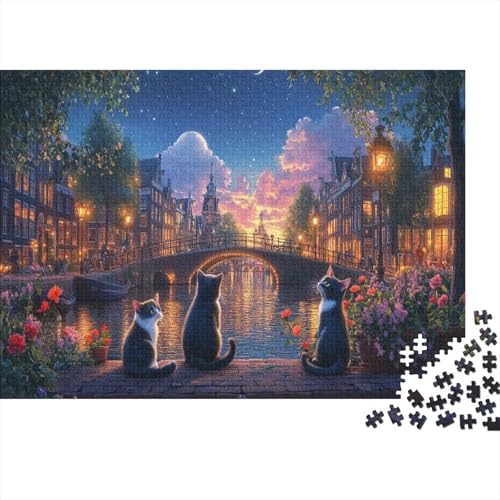 Amsterdamer Kanal Puzzle 1000 Teile Schwer Puzzle Spielzeug Pädagogisches Spiel Impossible Herausforderungsspielzeug Für Erwachsene Kinder 1000pcs (75x50cm) von JiaTexJourney