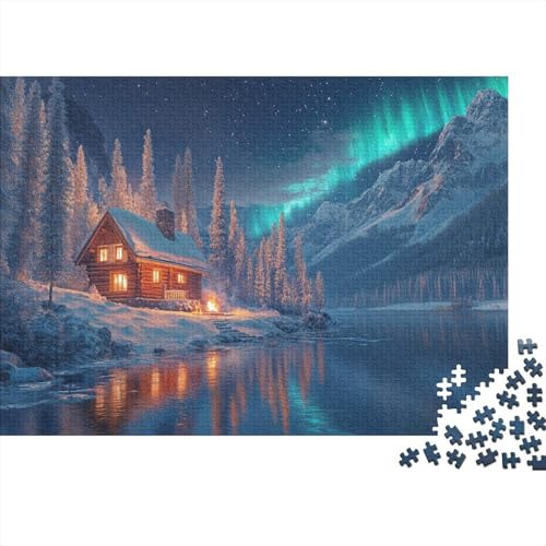 Aurora Town Puzzle 1000-teilige Schwer Puzzle Spielzeug Pädagogisches Spiel Impossible Aurora Wooden House Herausforderung Spielzeug Für Erwachsene Und Kinder Ab 12 Jahren 1000pcs (75x50cm) von JiaTexJourney