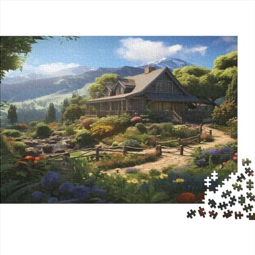 Bergdorf Hütte Puzzles 1000 Teile Schwer Puzzle Spielzeug Pädagogisches Spiel Impossible Herausforderungsspielzeug Für Erwachsene Kinder 1000pcs (75x50cm) von JiaTexJourney