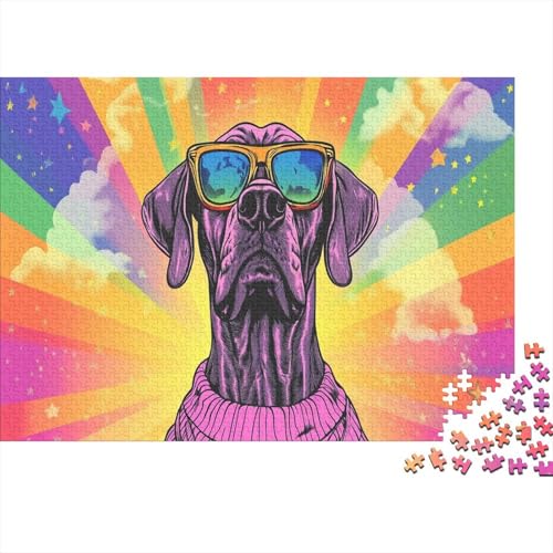 Cartoon-Dobermann 1000 Teile Schwer Puzzle Pädagogisch Impossible Regenbogen Doberman Inu Herausforderung Für 14+ 1000pcs (75x50cm) von JiaTexJourney