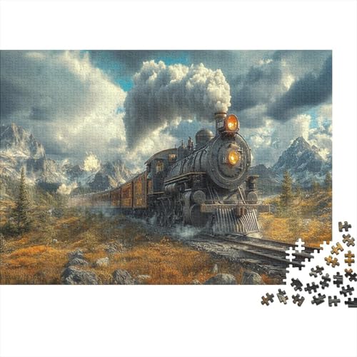 Dampfzug Puzzle 1000-teilige Schwer Puzzle Spielzeug Lernspiel Impossible Herausforderung Spielzeug Für Erwachsene Und Kinder in Bewährter 1000pcs (75x50cm) von JiaTexJourney