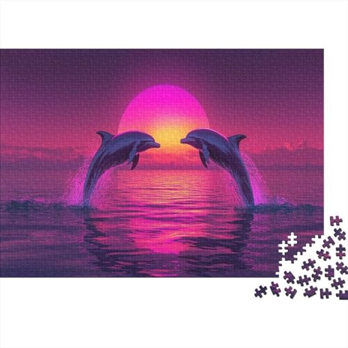Delfine Puzzle 1000 Teile Schwer Puzzle Spielzeug Pädagogisches Spiel Impossible Two Delfine Herausforderung Spielzeug Für Erwachsene Kinder 1000pcs (75x50cm) von JiaTexJourney