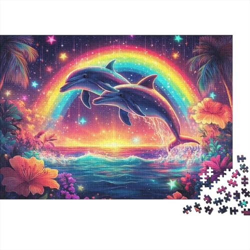 Delfine Puzzle 1000-teilige Schwer Puzzle Spielzeug Lernspiel Impossible Delfine Regenbogen s Herausforderung Spielzeug Für Erwachsene Und Kinder Ab 12 Jahren 1000pcs (75x50cm) von JiaTexJourney