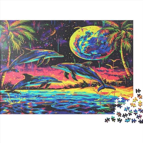 Delfine Puzzle 1000-teilige Schwer Puzzle Spielzeug Lernspiel Impossible Unterwasserwelt Herausforderung Spielzeug Für Erwachsene Kinder 1000pcs (75x50cm) von JiaTexJourney
