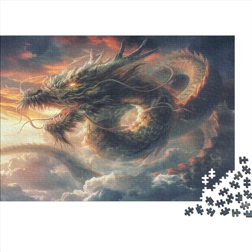 Drache Puzzle 1000 Teile Schwer Puzzle Spielzeug Pädagogisches Spiel Impossible Herausforderungsspielzeug Für Erwachsene Und Kinder in Bewährter 1000pcs (75x50cm) von JiaTexJourney